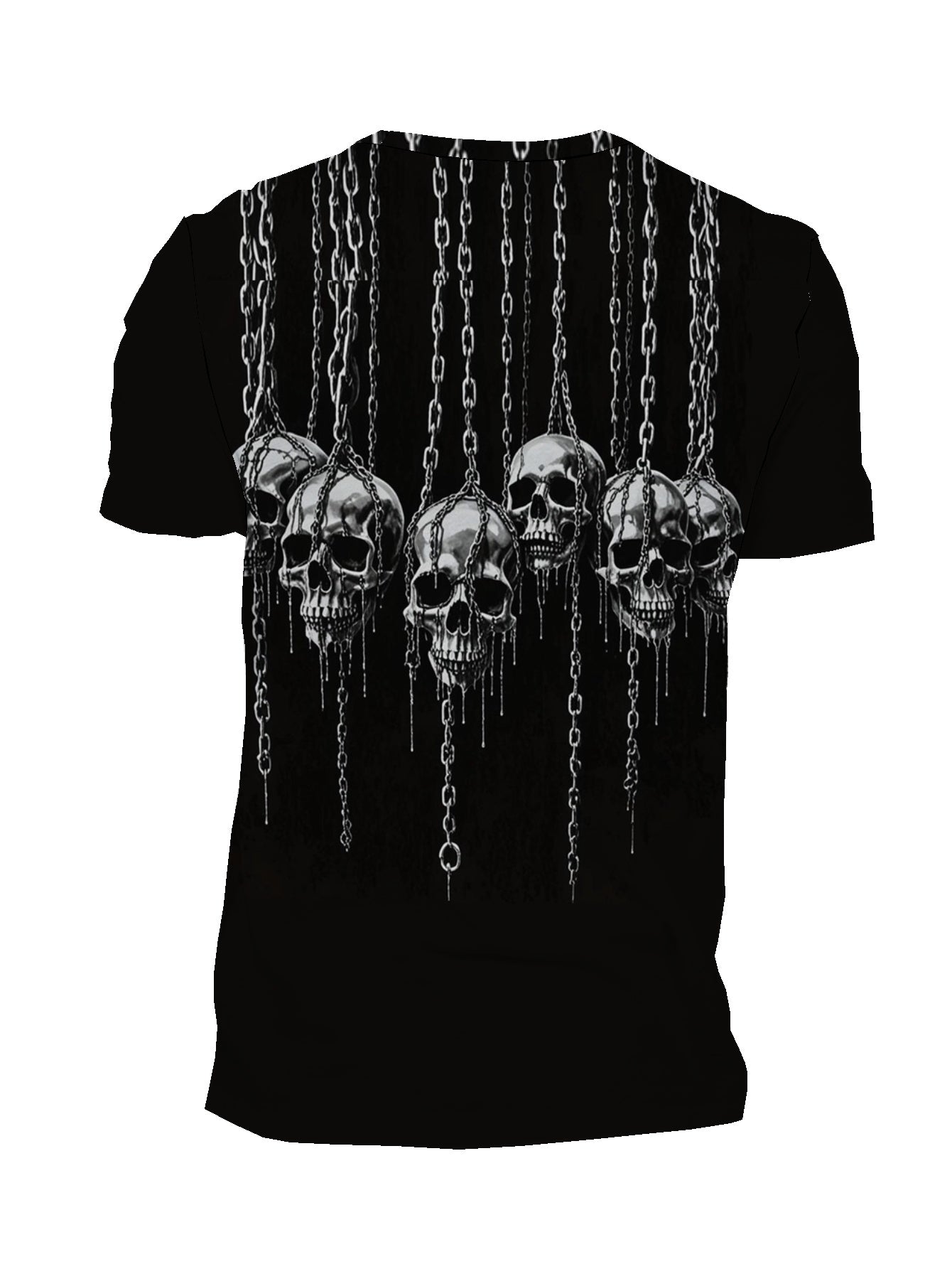 Skeletons Hanging With Chains Men's short-sleeved T-shirt summer T-shirt top full of print