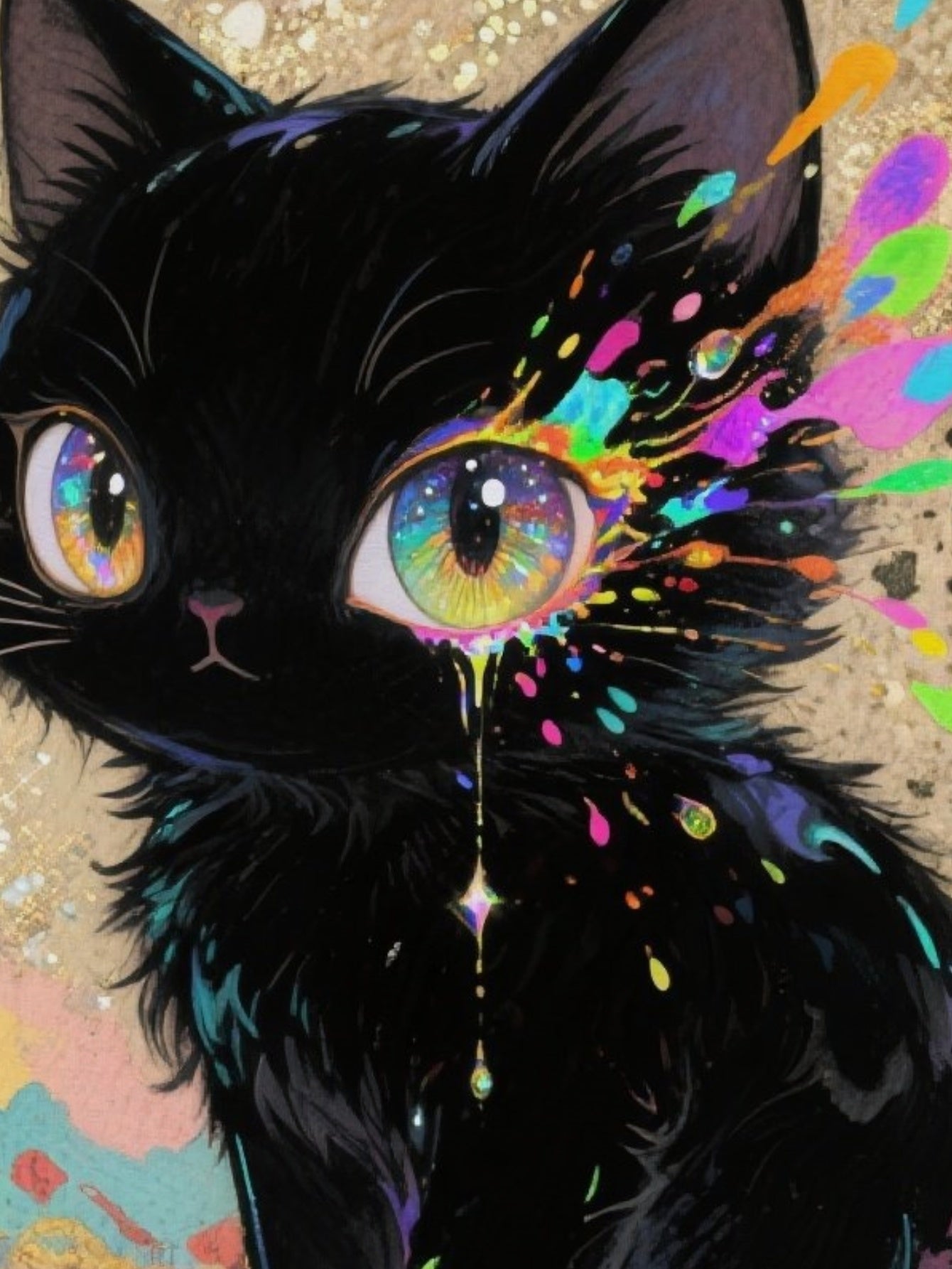 Art Cat Men's short-sleeved T-shirt summer T-shirt top full of print
