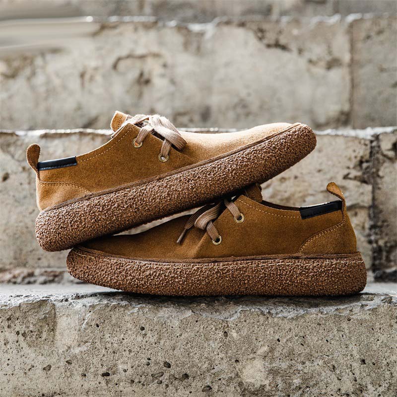 MEN'S LEATHER CASUAL SHOES LACE UP NON-SLIP SOFT SOLE
