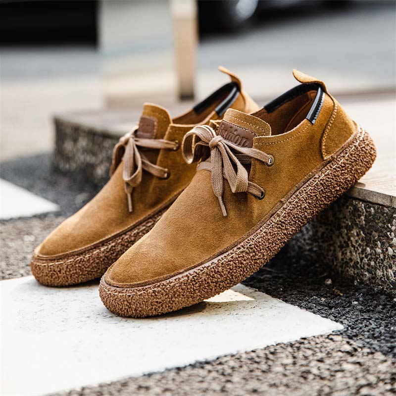 MEN'S LEATHER CASUAL SHOES LACE UP NON-SLIP SOFT SOLE