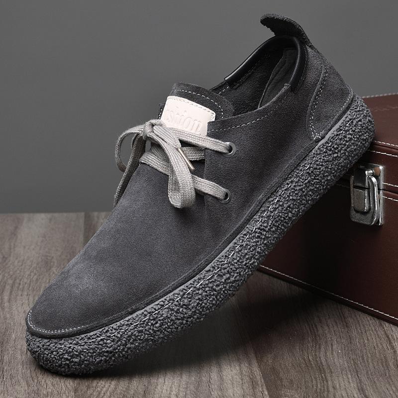 MEN'S LEATHER CASUAL SHOES LACE UP NON-SLIP SOFT SOLE