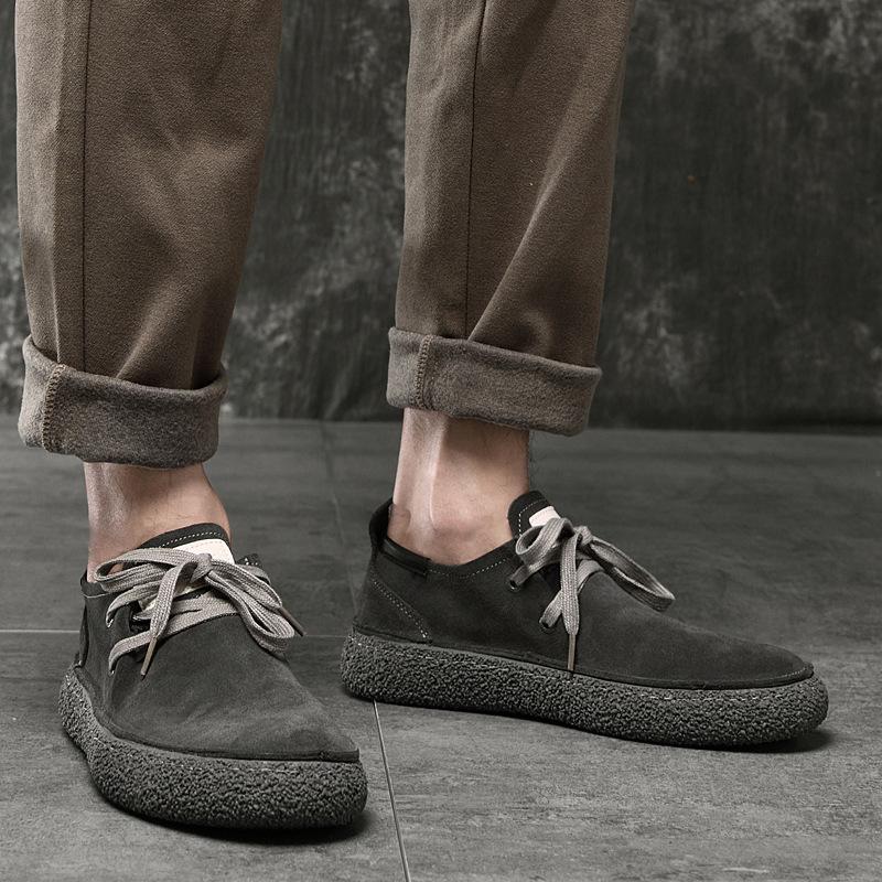 MEN'S LEATHER CASUAL SHOES LACE UP NON-SLIP SOFT SOLE