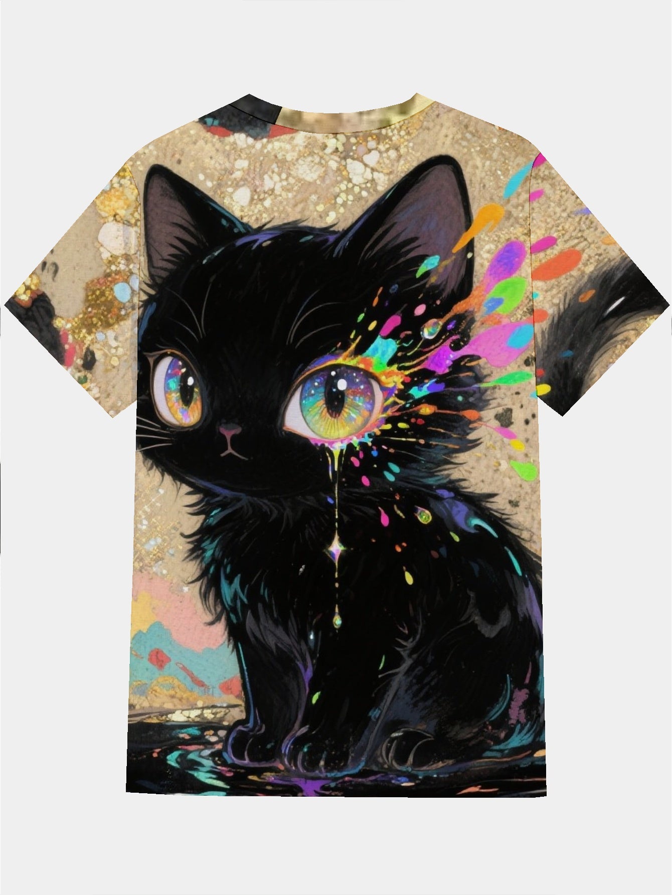 Art Cat Men's short-sleeved T-shirt summer T-shirt top full of print