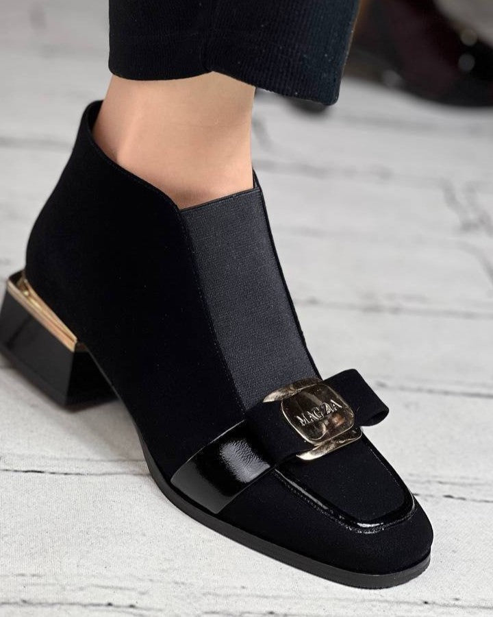 Gold Label Bow Suede Ankle Boots