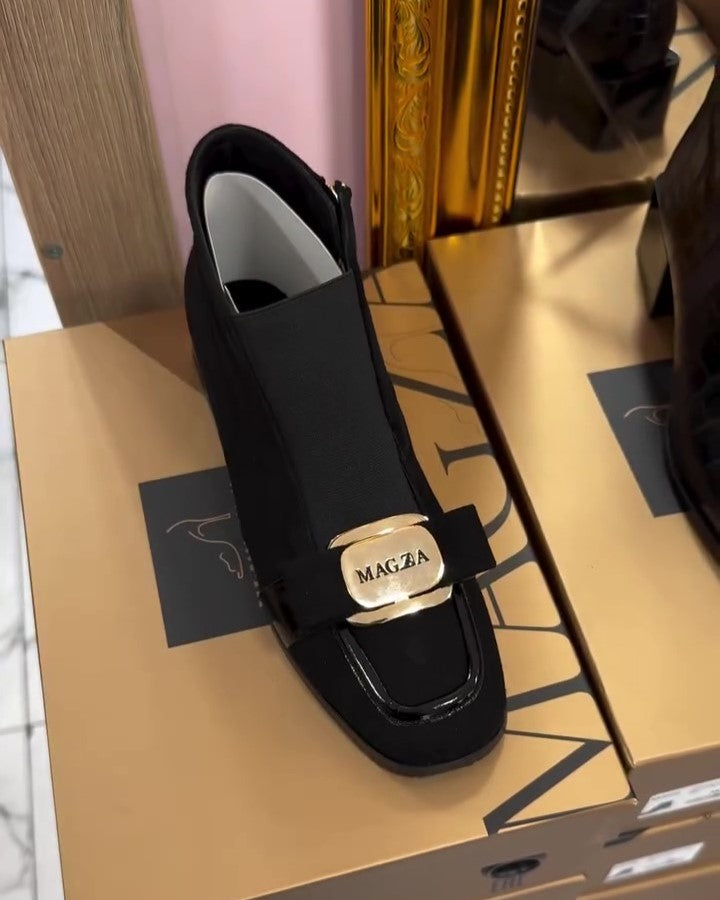 Gold Label Bow Suede Ankle Boots