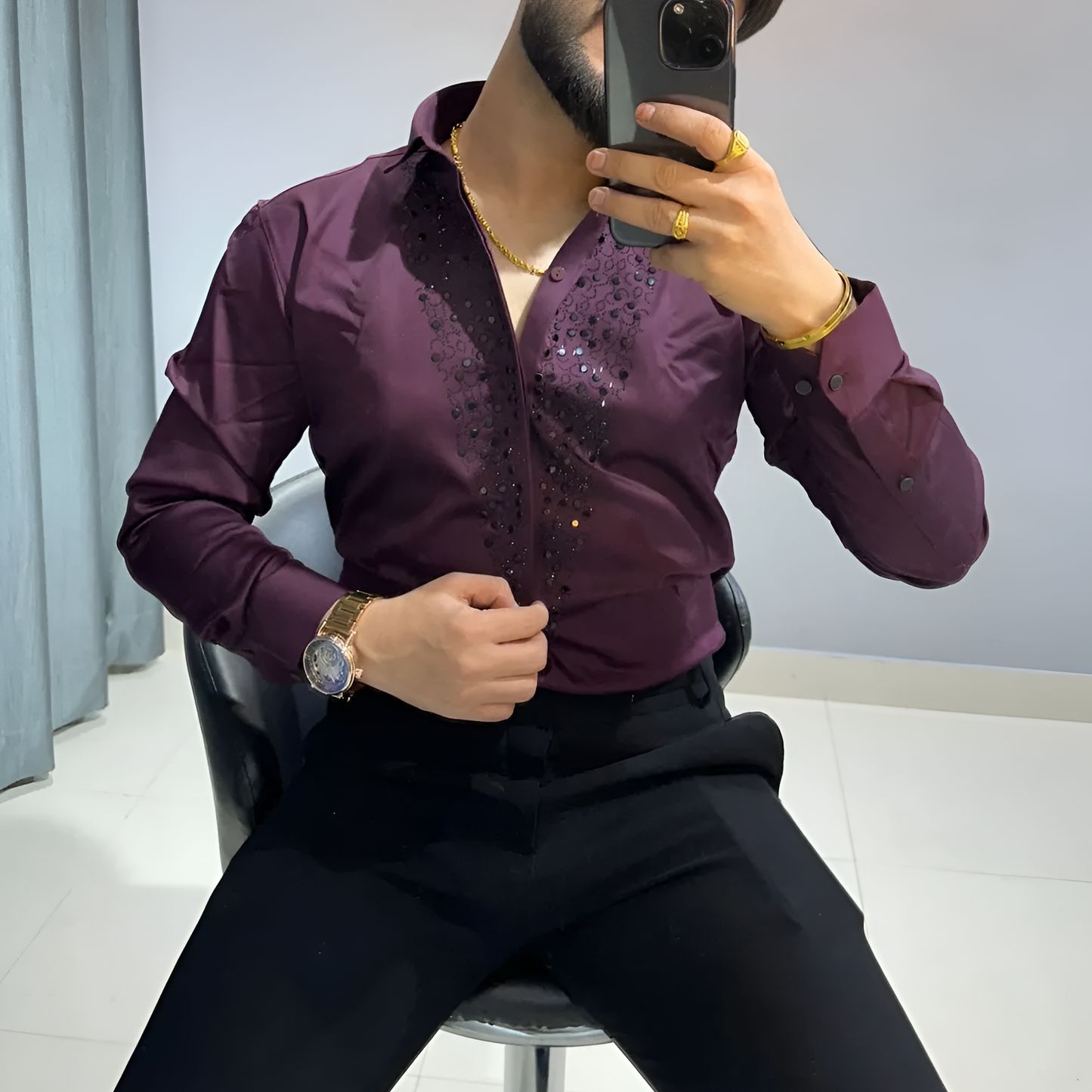 Shining Sequin Business Shirt