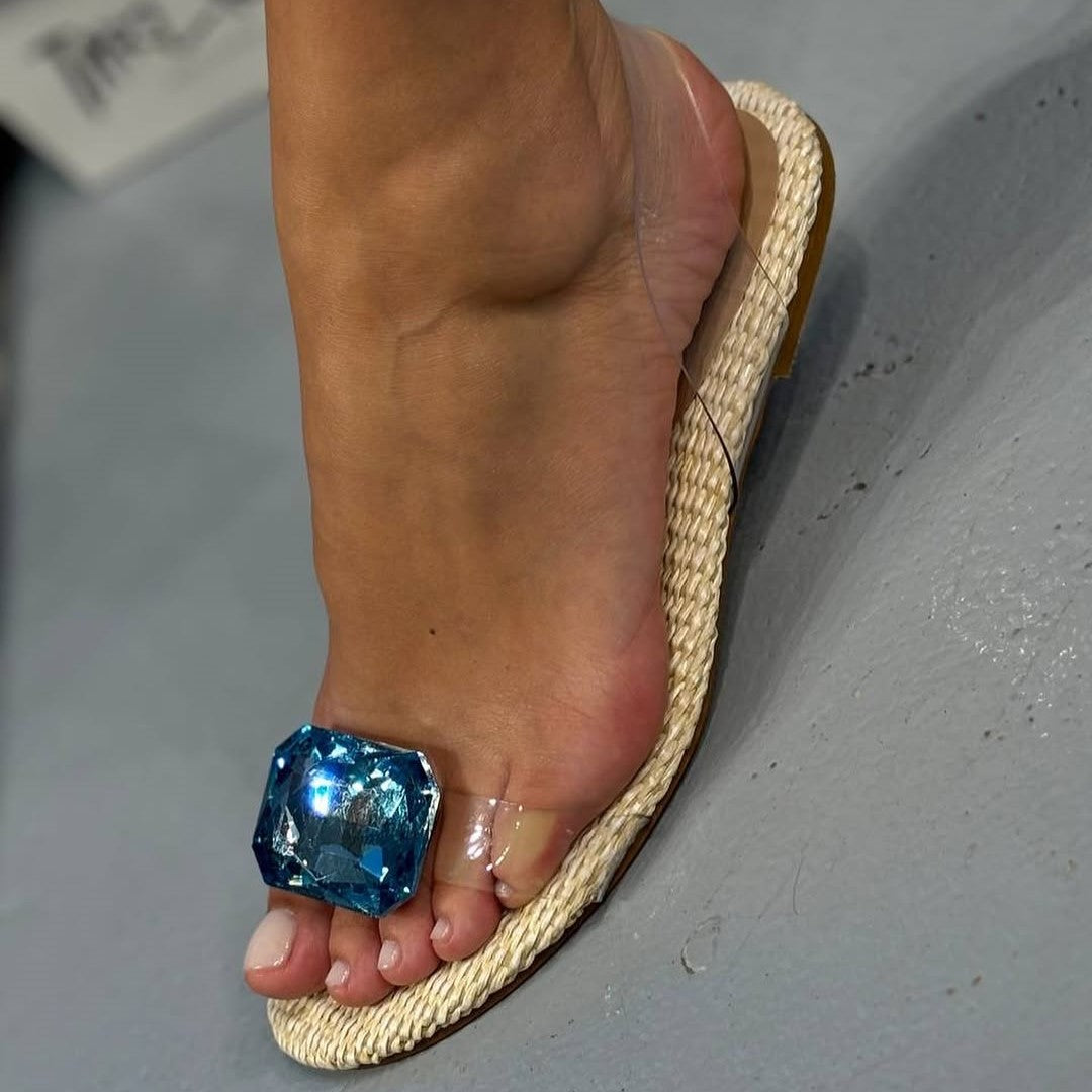 Women's Crystal Jewel Flat Sandals