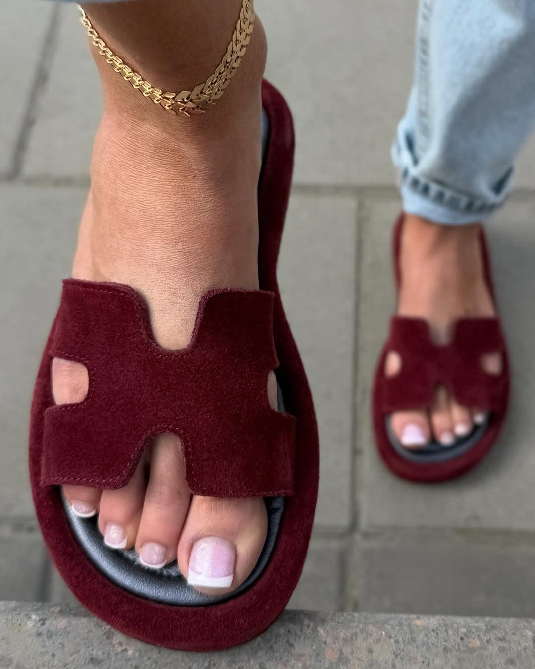 Women's Velours Rouge Marsala Sandals