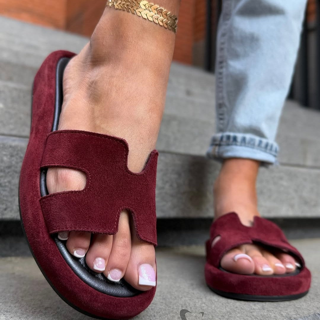 Women's Velours Rouge Marsala Sandals
