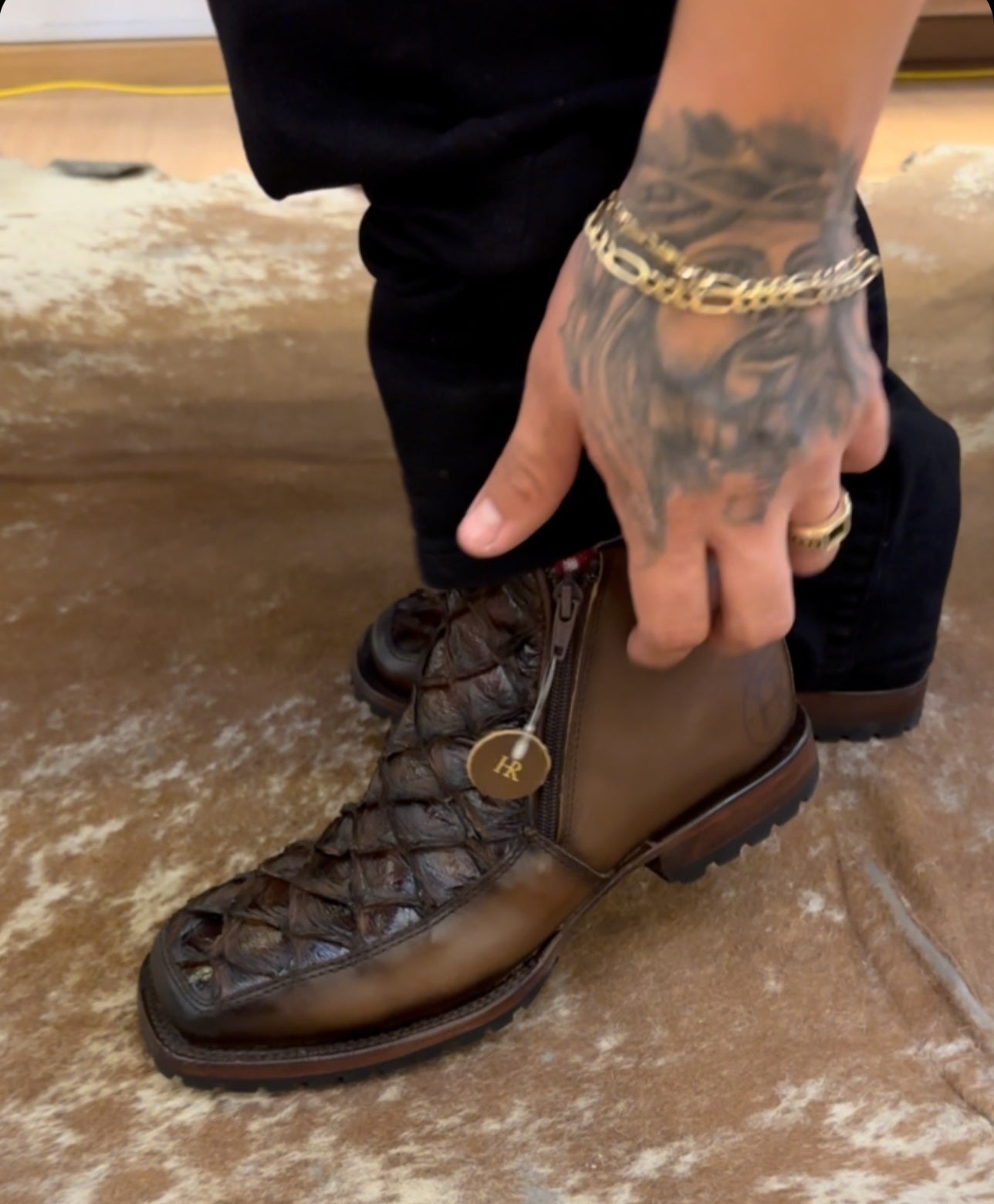 Italian Vintage Carved Cowboy Boots