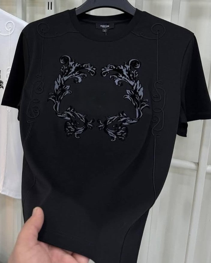 Men's Flocked Logo Embossed T-Shirt