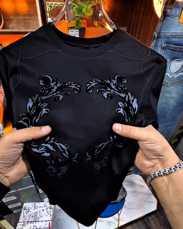 Men's Flocked Logo Embossed T-Shirt