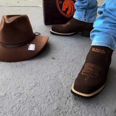 Men's Suede Embroidered Lettering Ankle Boots
