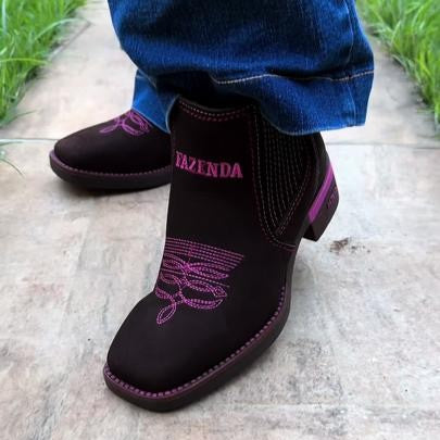 Men's Suede Embroidered Lettering Ankle Boots