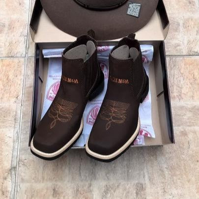 Men's Suede Embroidered Lettering Ankle Boots