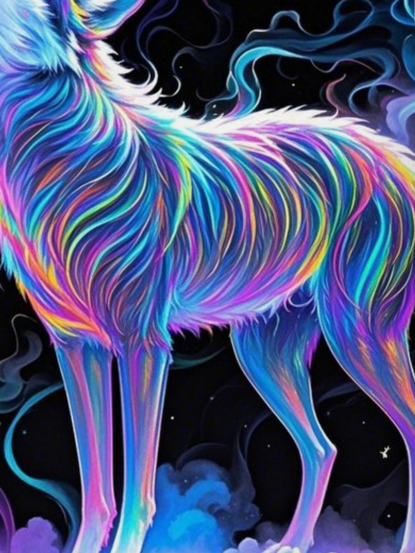 Wolf Colorful Men's short-sleeved T-shirt summer T-shirt top full of print