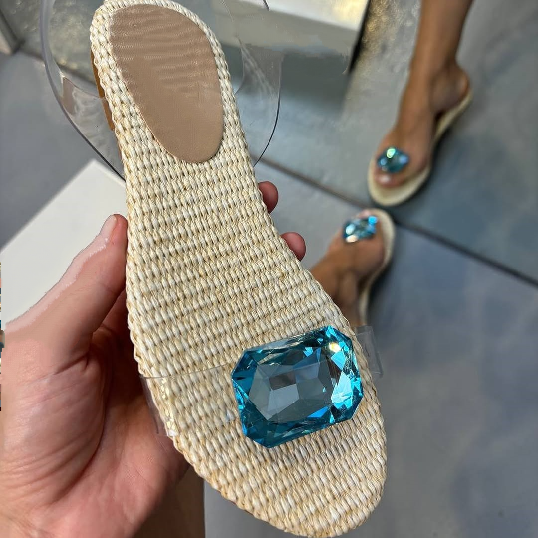 Women's Crystal Jewel Flat Sandals