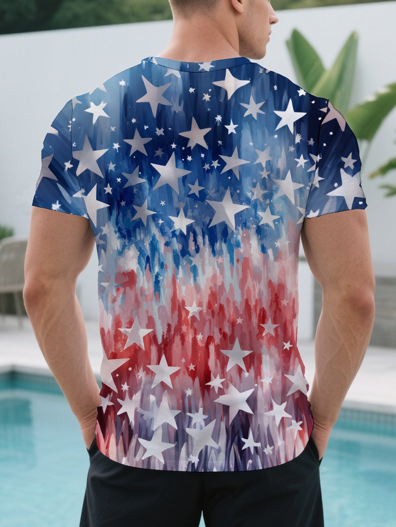 American Flag Men's short-sleeved T-shirt summer T-shirt top full of print