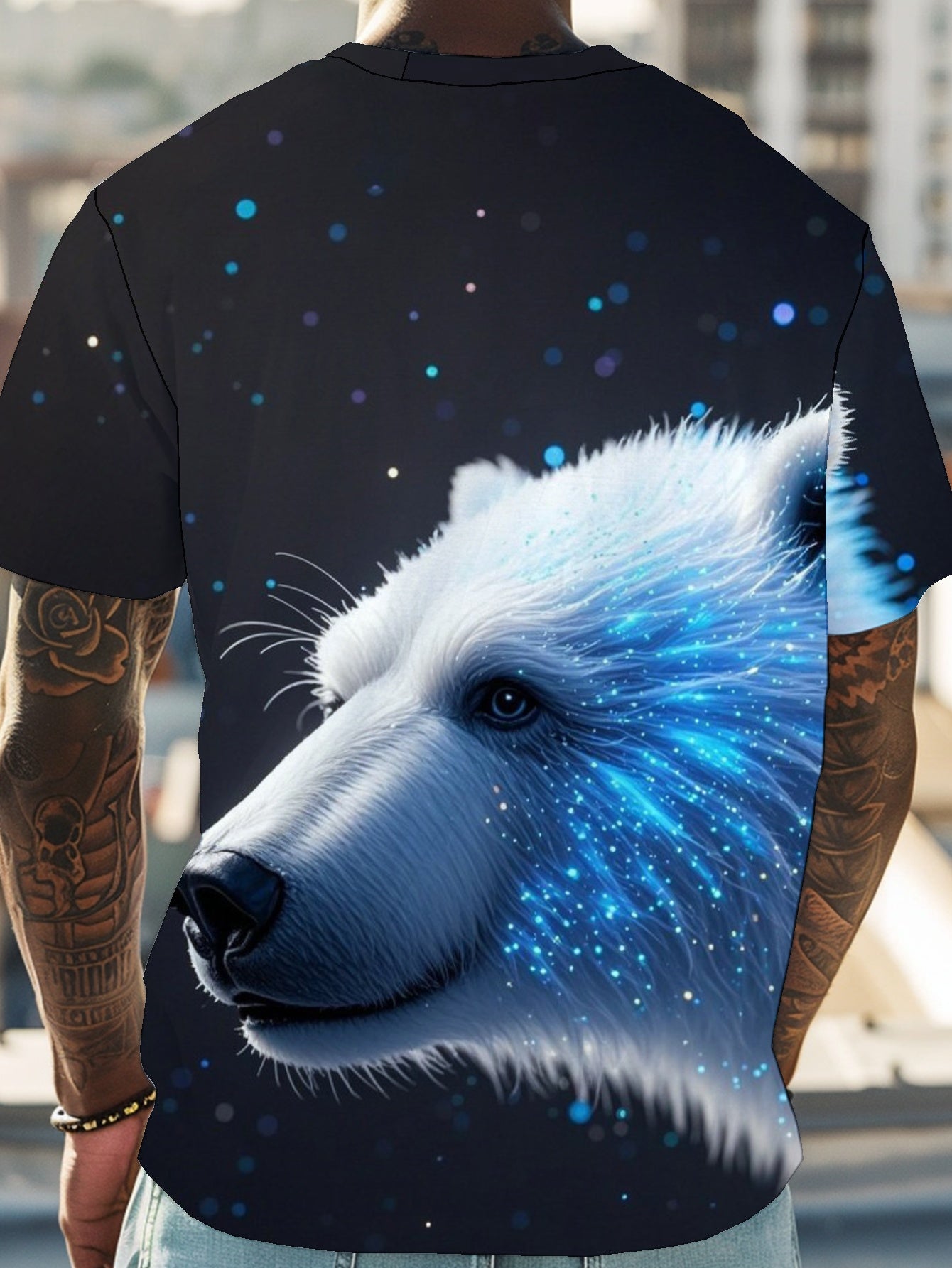 Polar Bear Men's short-sleeved T-shirt summer T-shirt top full of print
