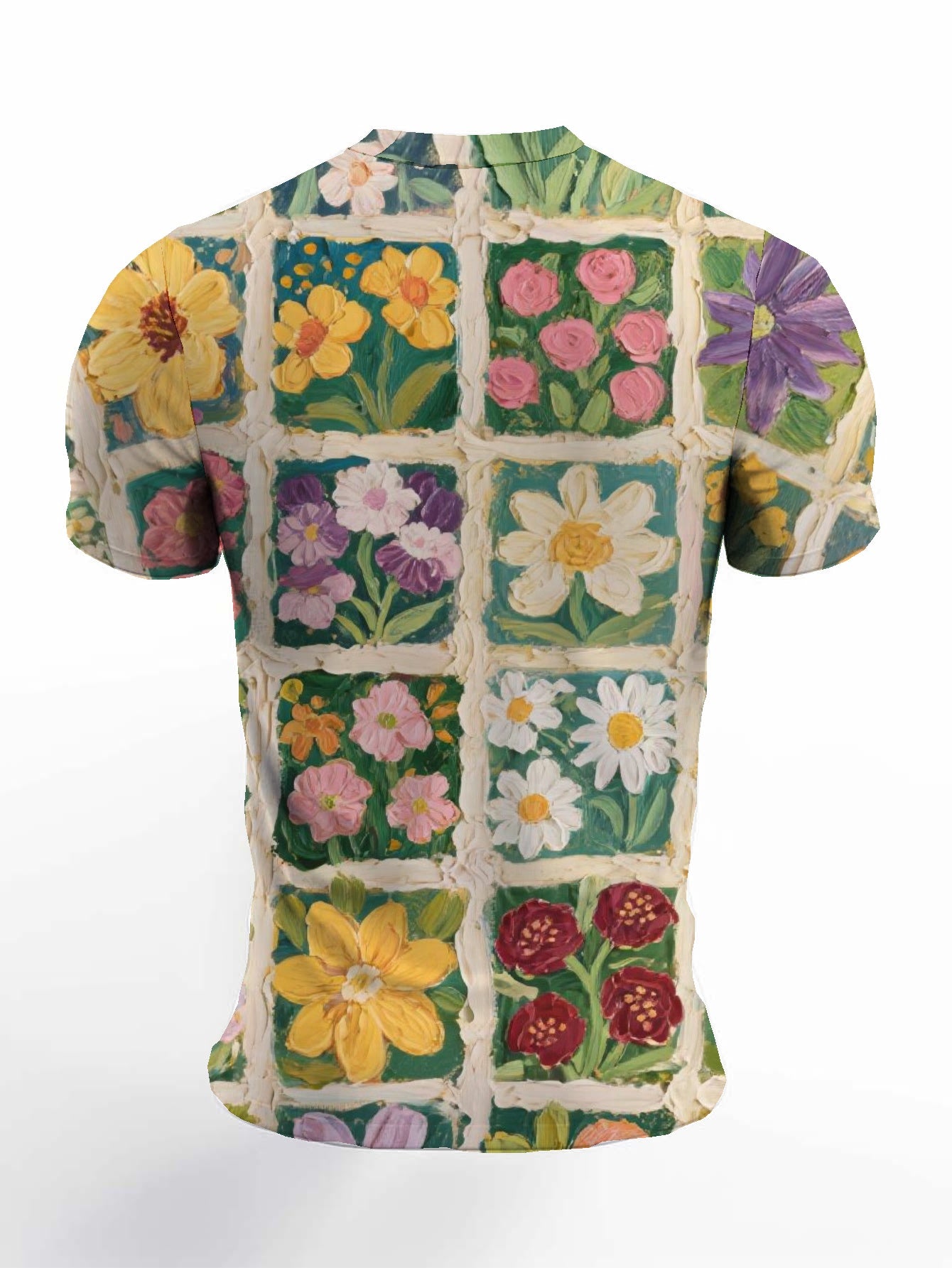 Flower Men's short-sleeved T-shirt summer T-shirt top full of print