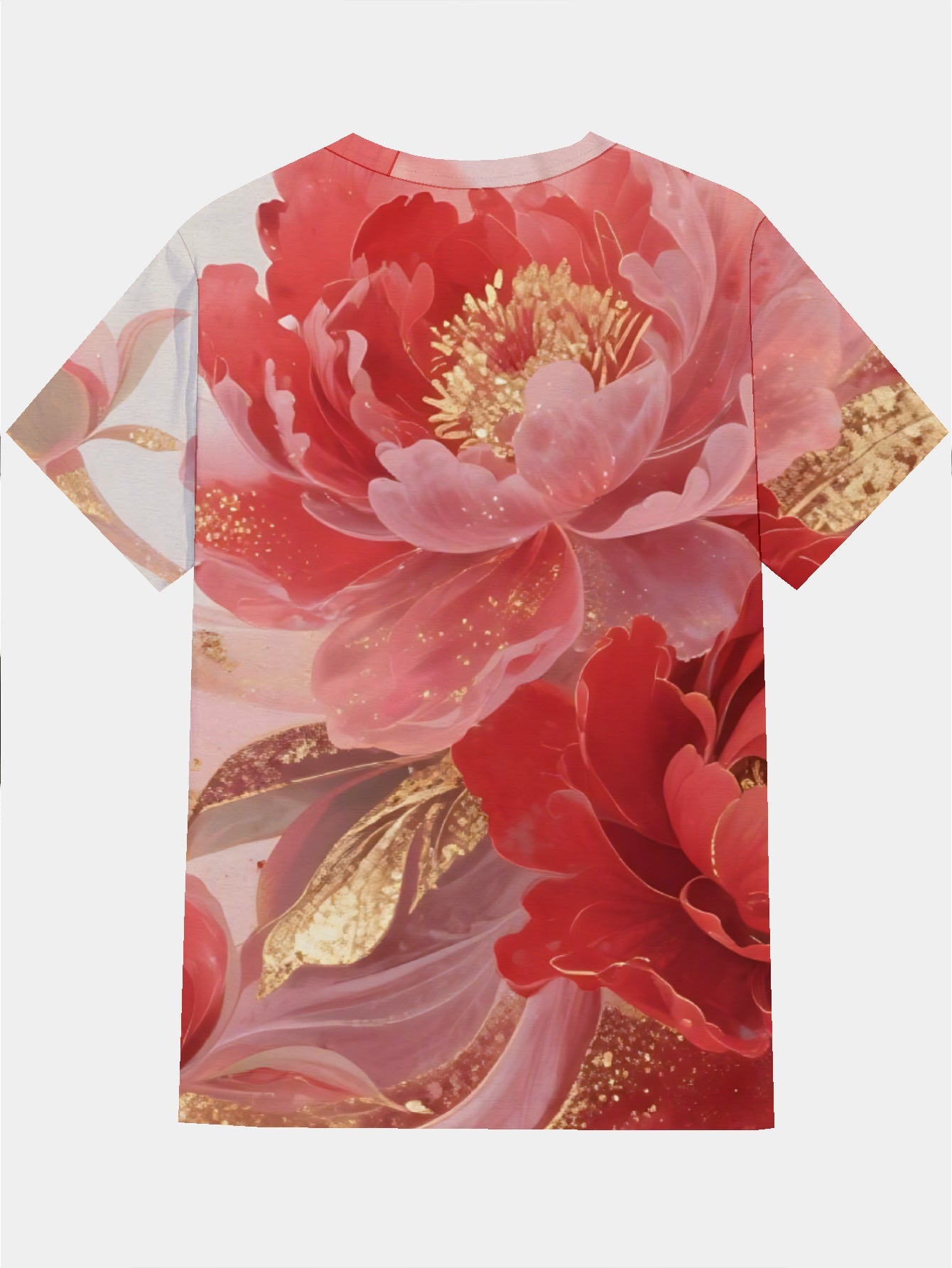 Peony Flowers Men's short-sleeved T-shirt summer T-shirt top full of print