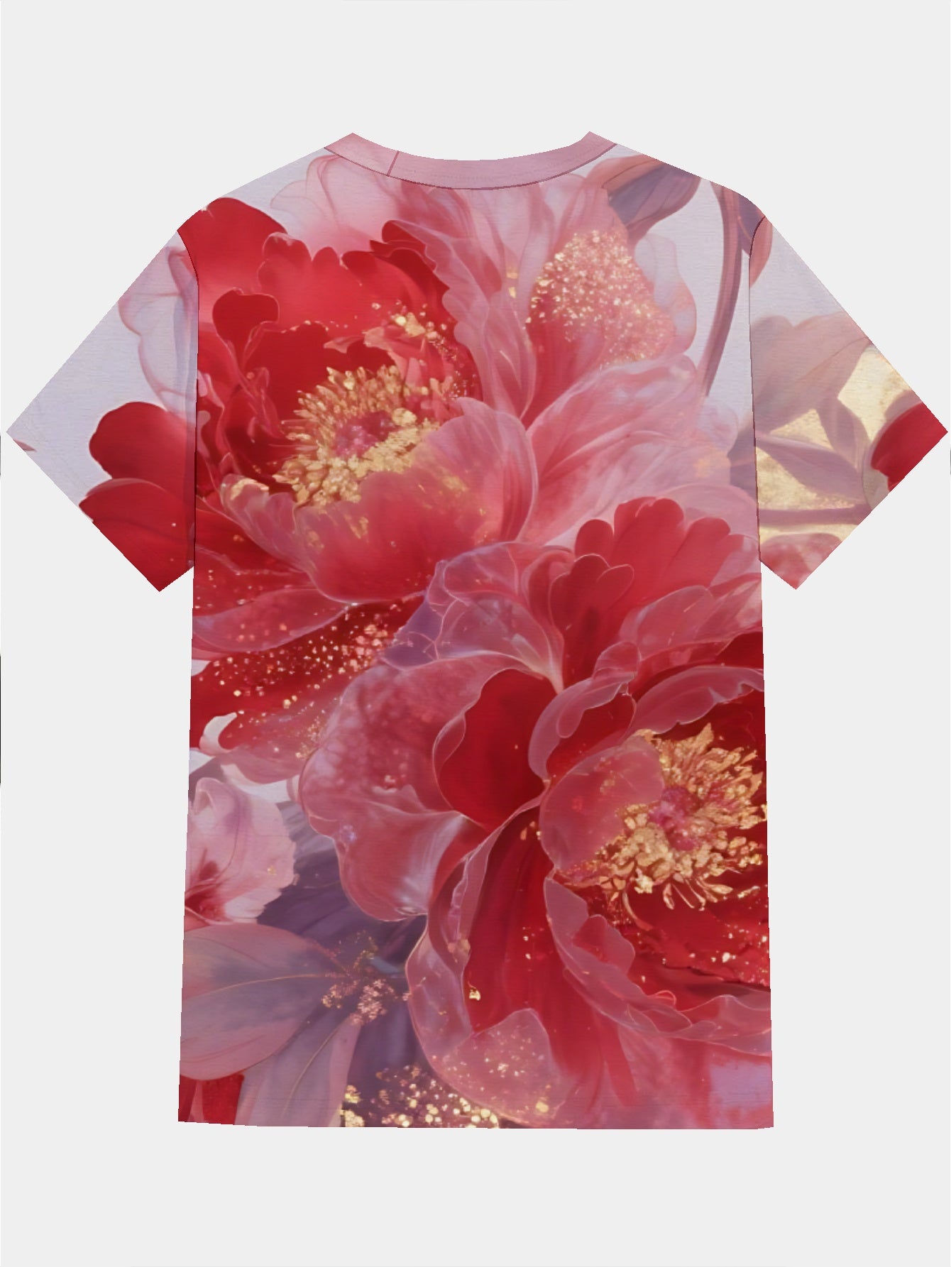 Peony Men's short-sleeved T-shirt summer T-shirt top full of print