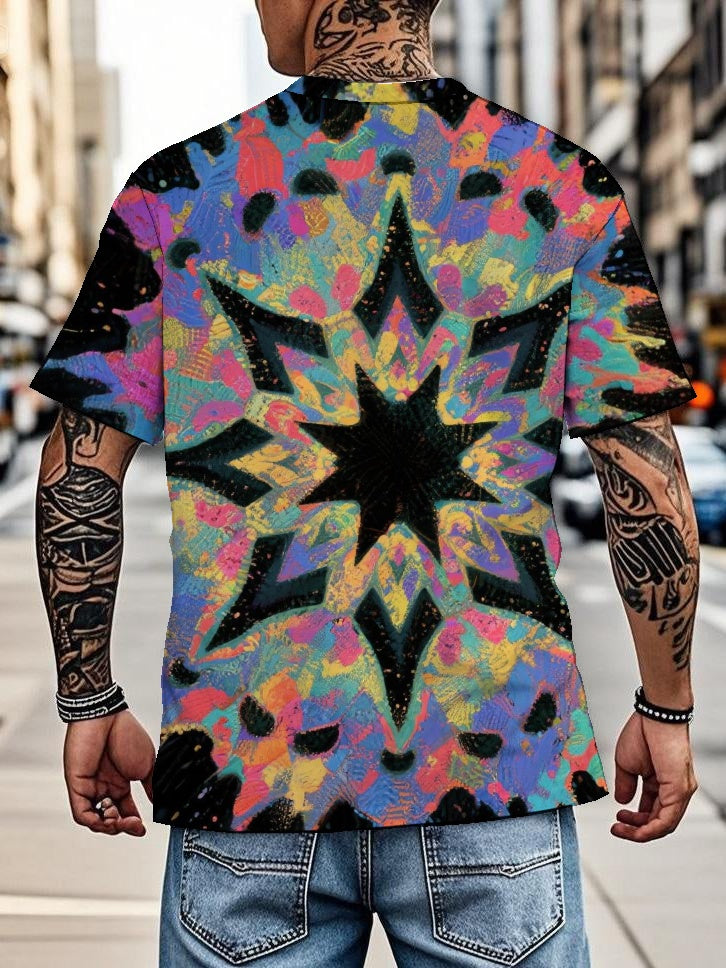 Explode Men's short-sleeved T-shirt summer T-shirt top full of print