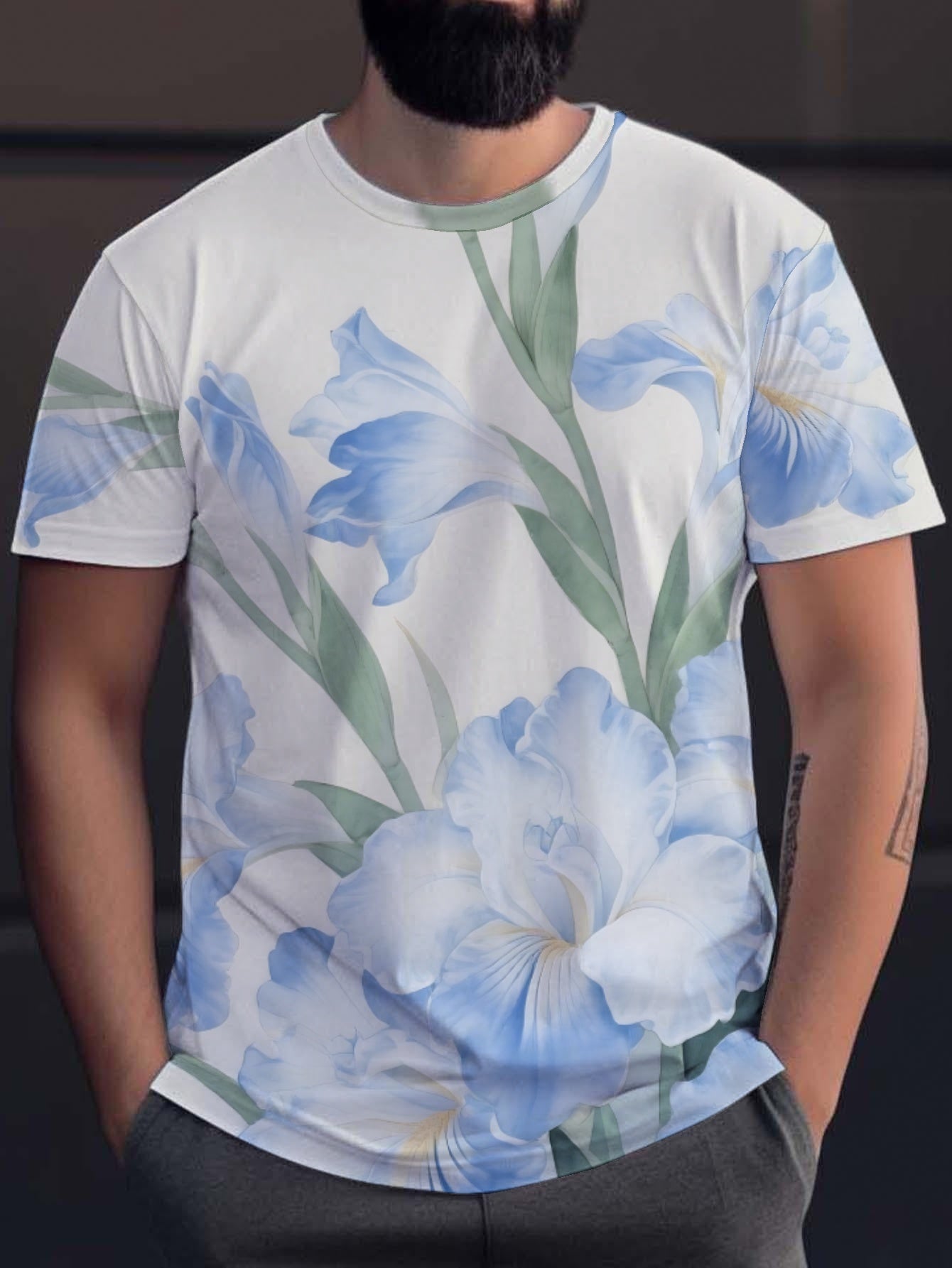 Gladiolus Flower Men's short-sleeved T-shirt summer T-shirt top full of print