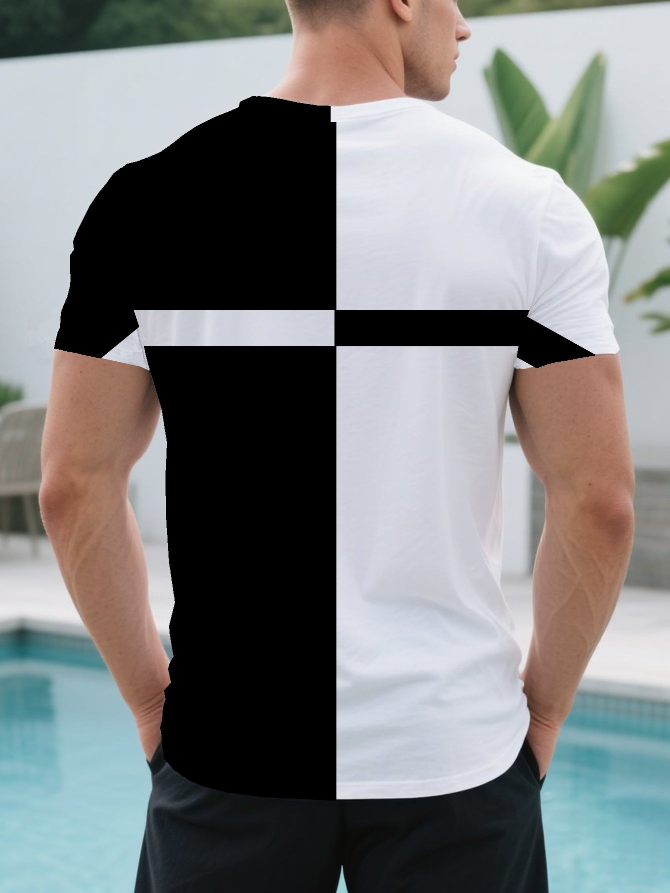 Men's short-sleeved T-shirt summer T-shirt top full of print