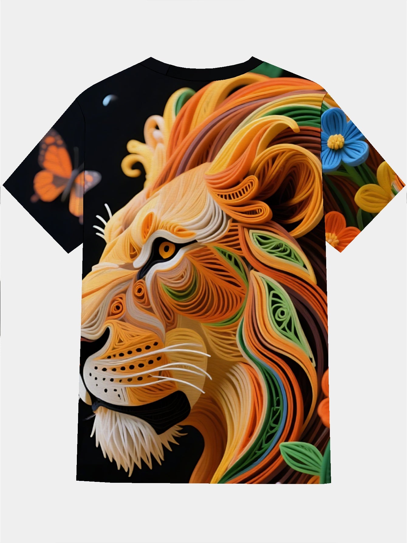 Lion Men's short-sleeved T-shirt summer T-shirt top full of print