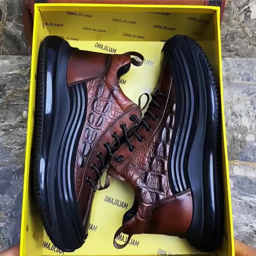 Hundred Textured Crocodile Leather Sneakers
