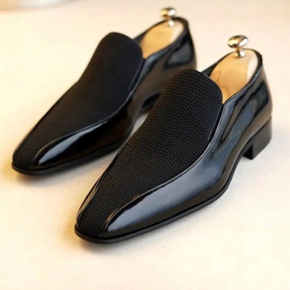 Men's Black Italian Style Natural Leather Shoes