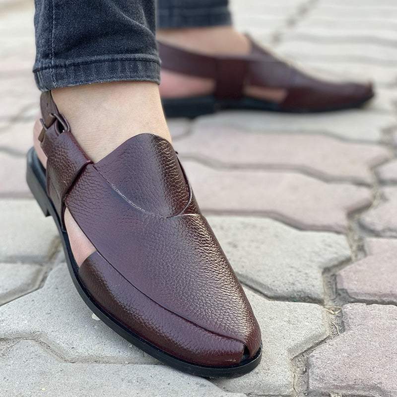 Hand-Stitched Pure Leather Half Shoes