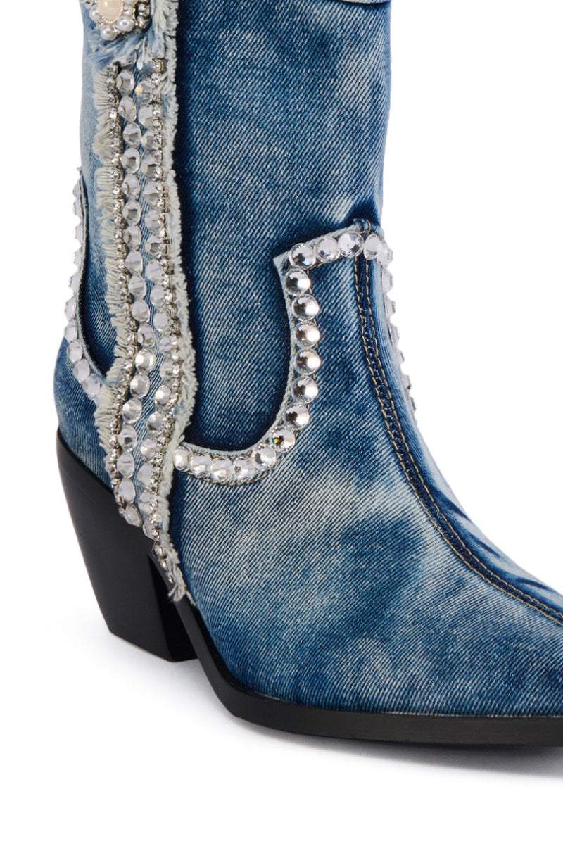 Women's Diamond Denim Cowboy Boots