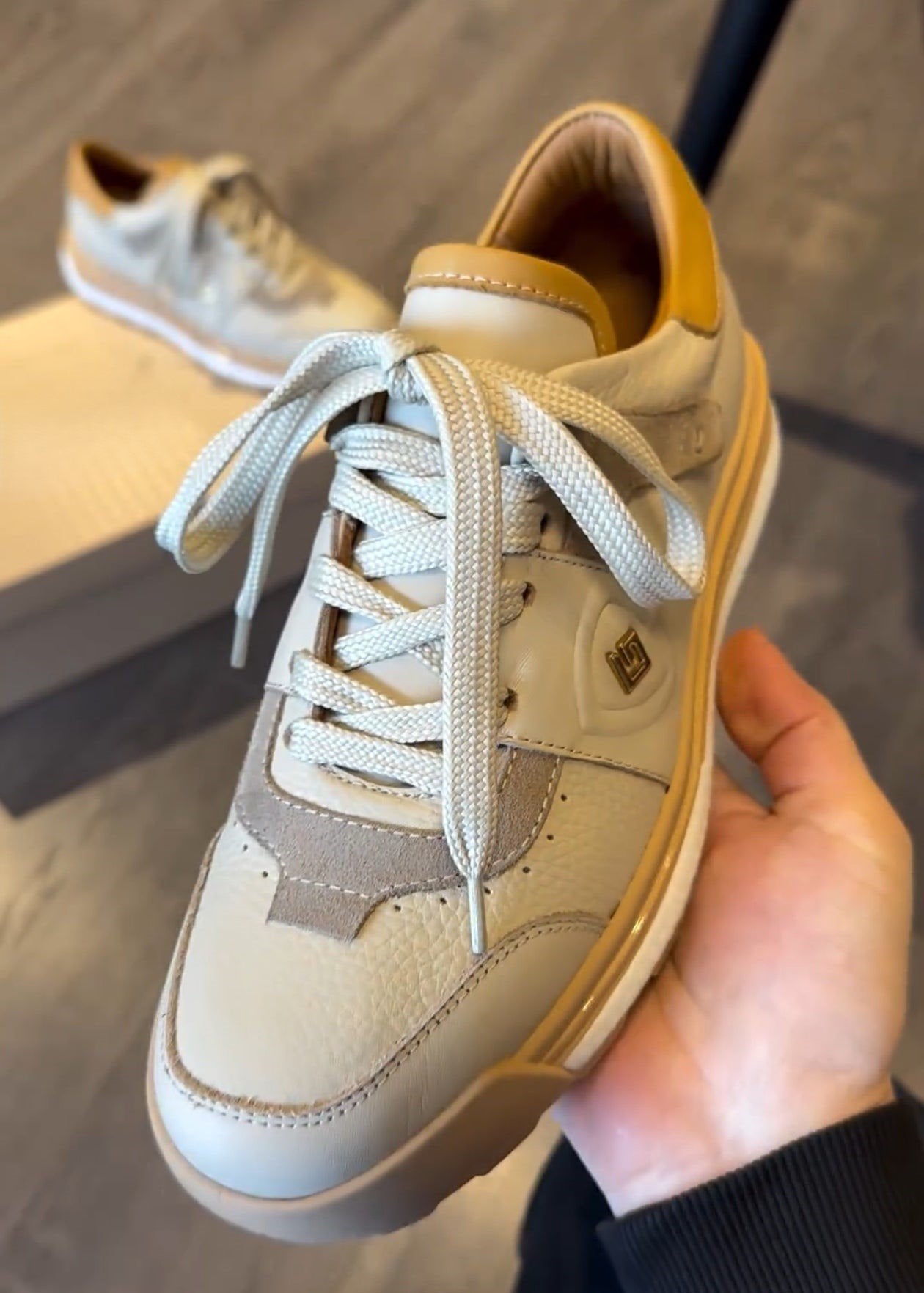 Leather Textured Print Sneakers