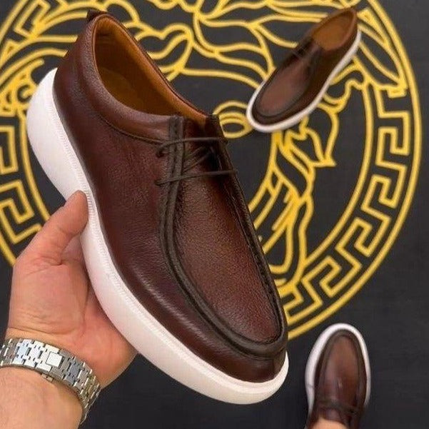 Soft lambskin height-enhancing platform orthopedic loafers