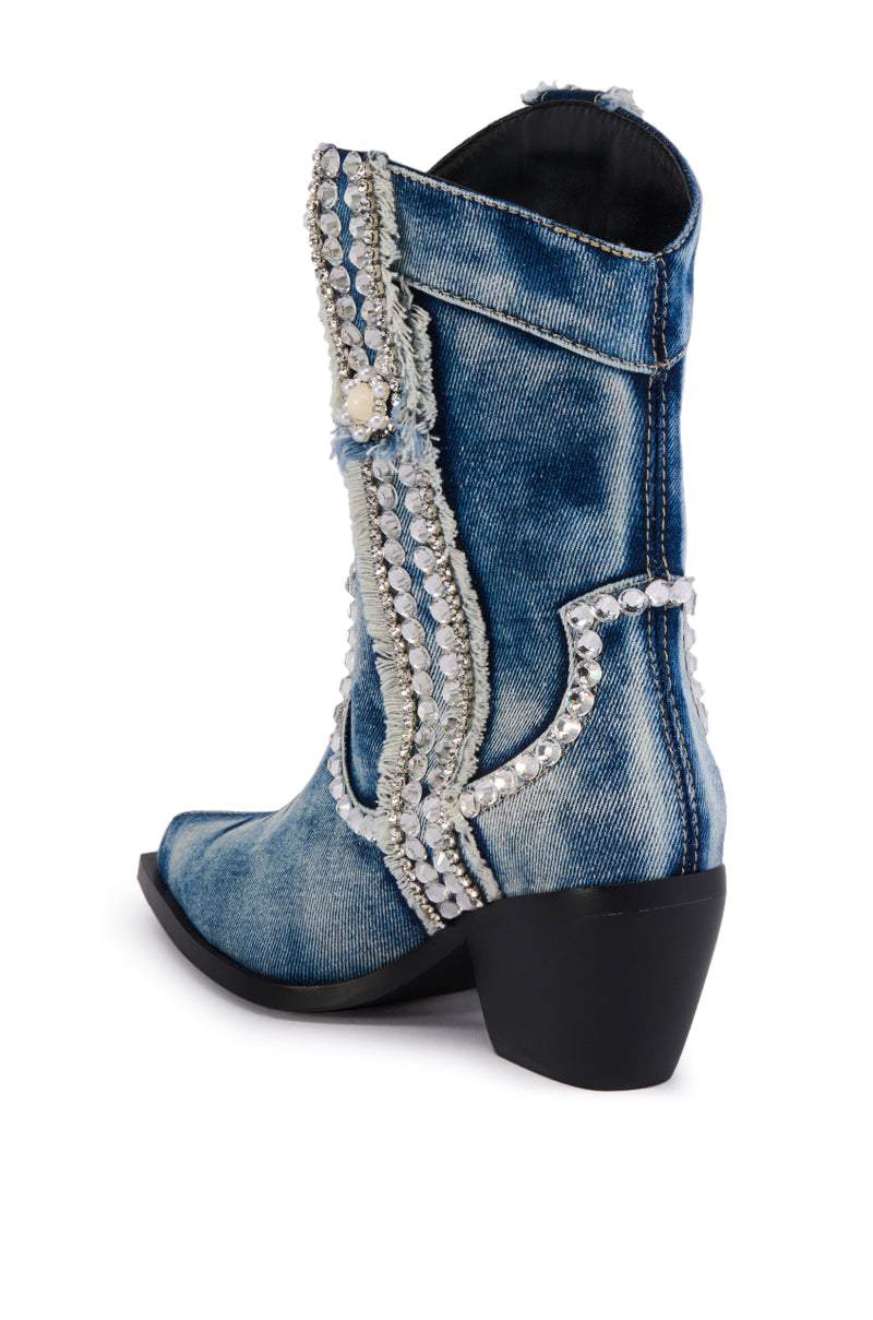 Women's Diamond Denim Cowboy Boots