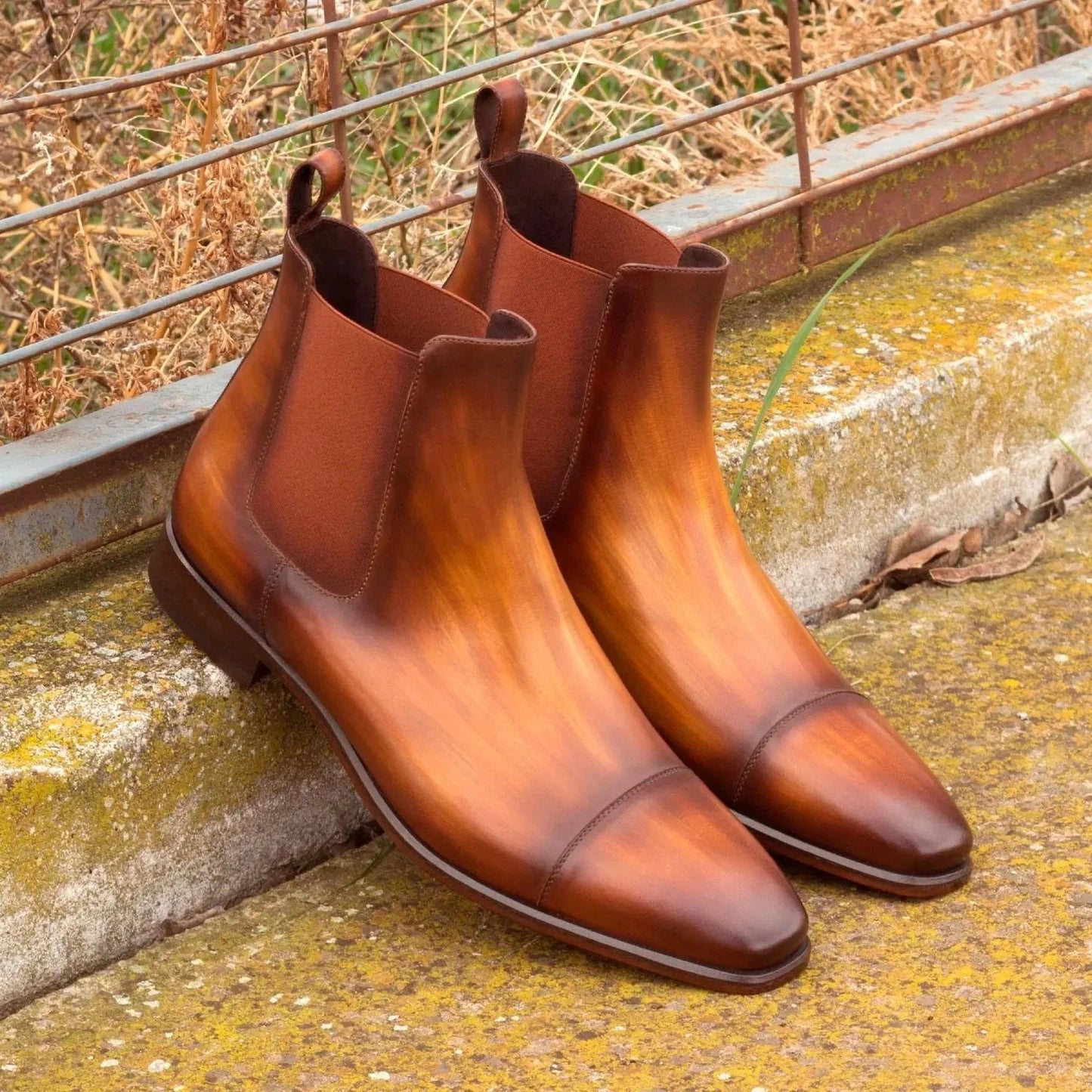 COGNAC MEN'S HAND-PAINTED CHELSEA BOOT