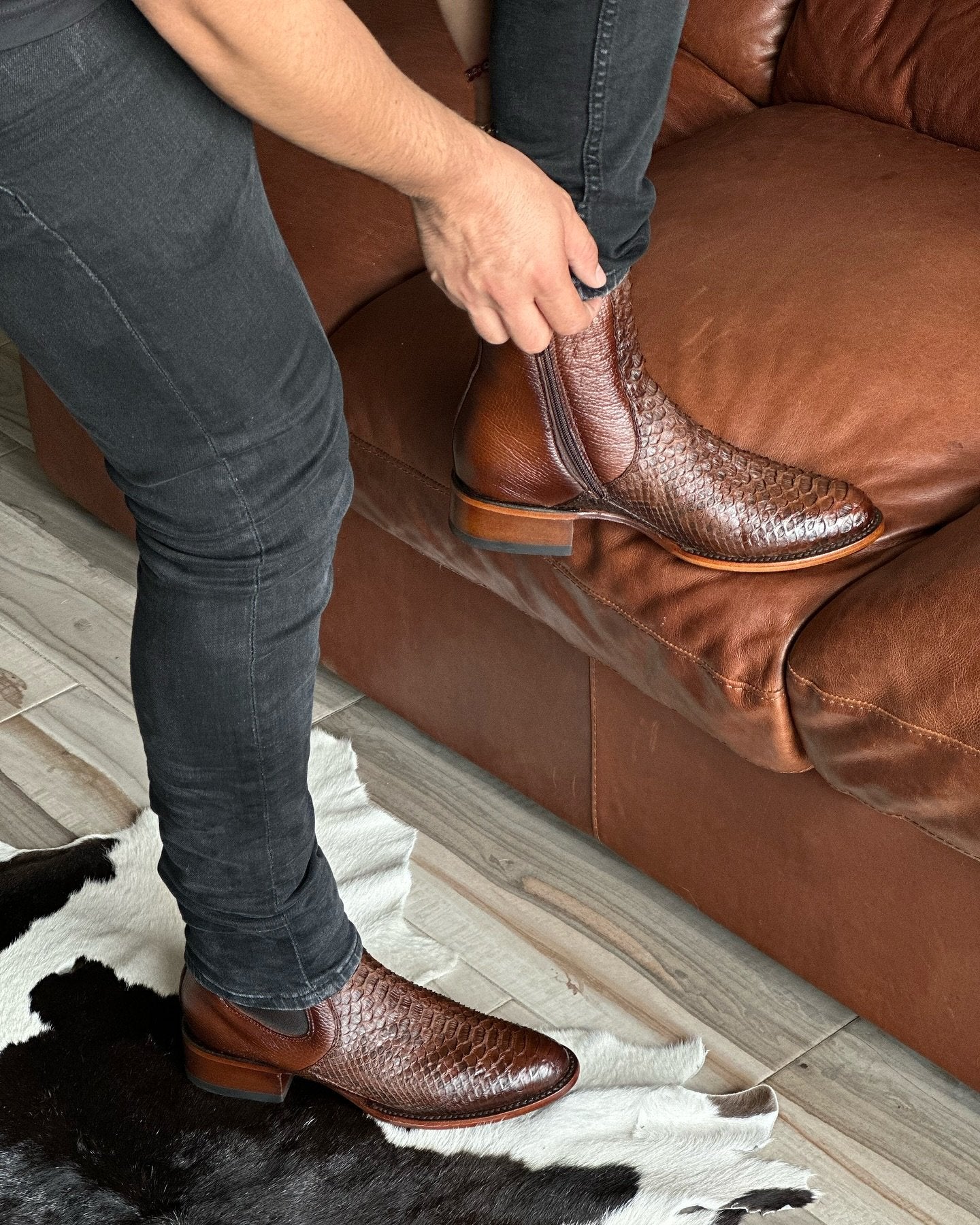 Crocodile Print Chelsea Boots
