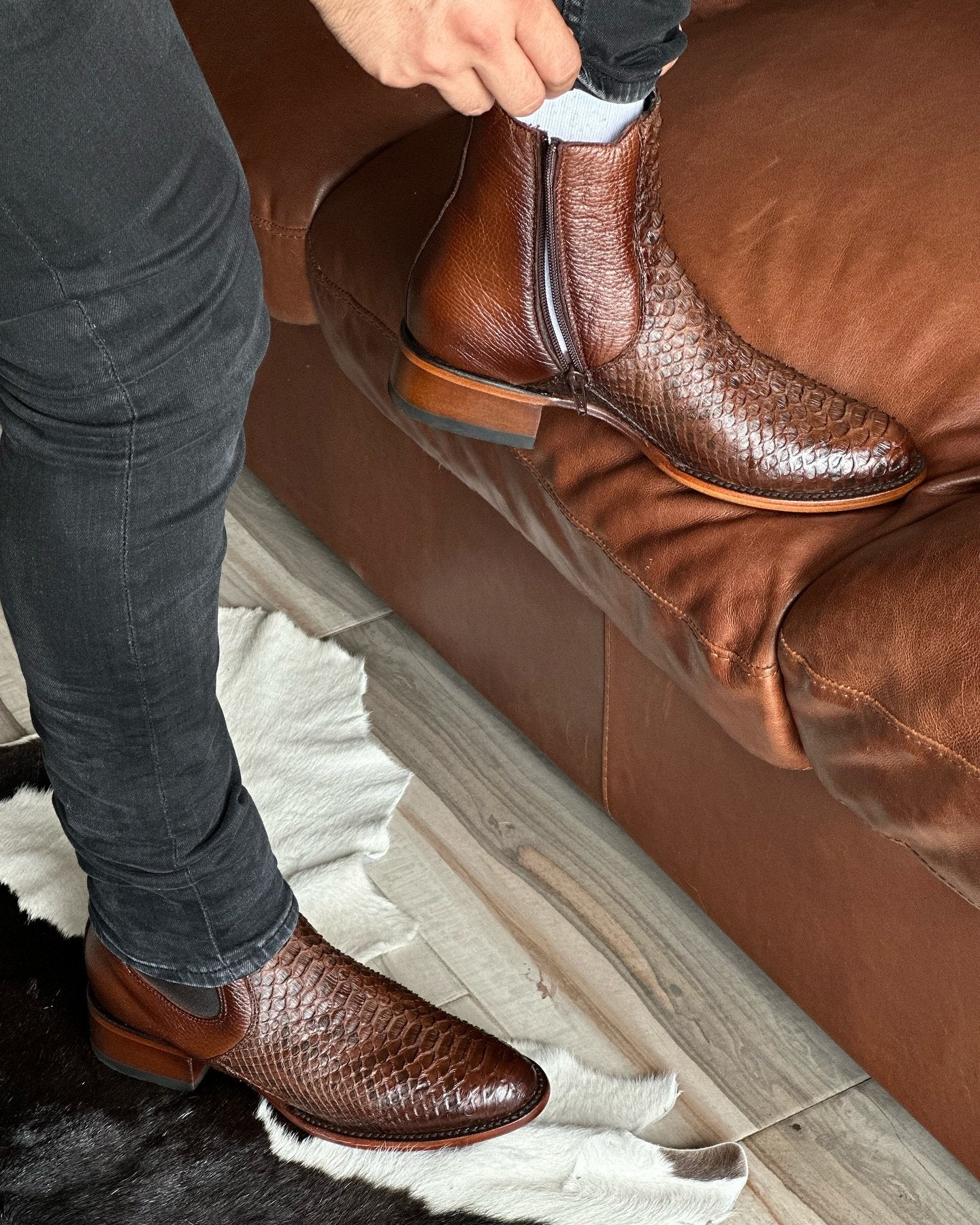 Crocodile Print Chelsea Boots