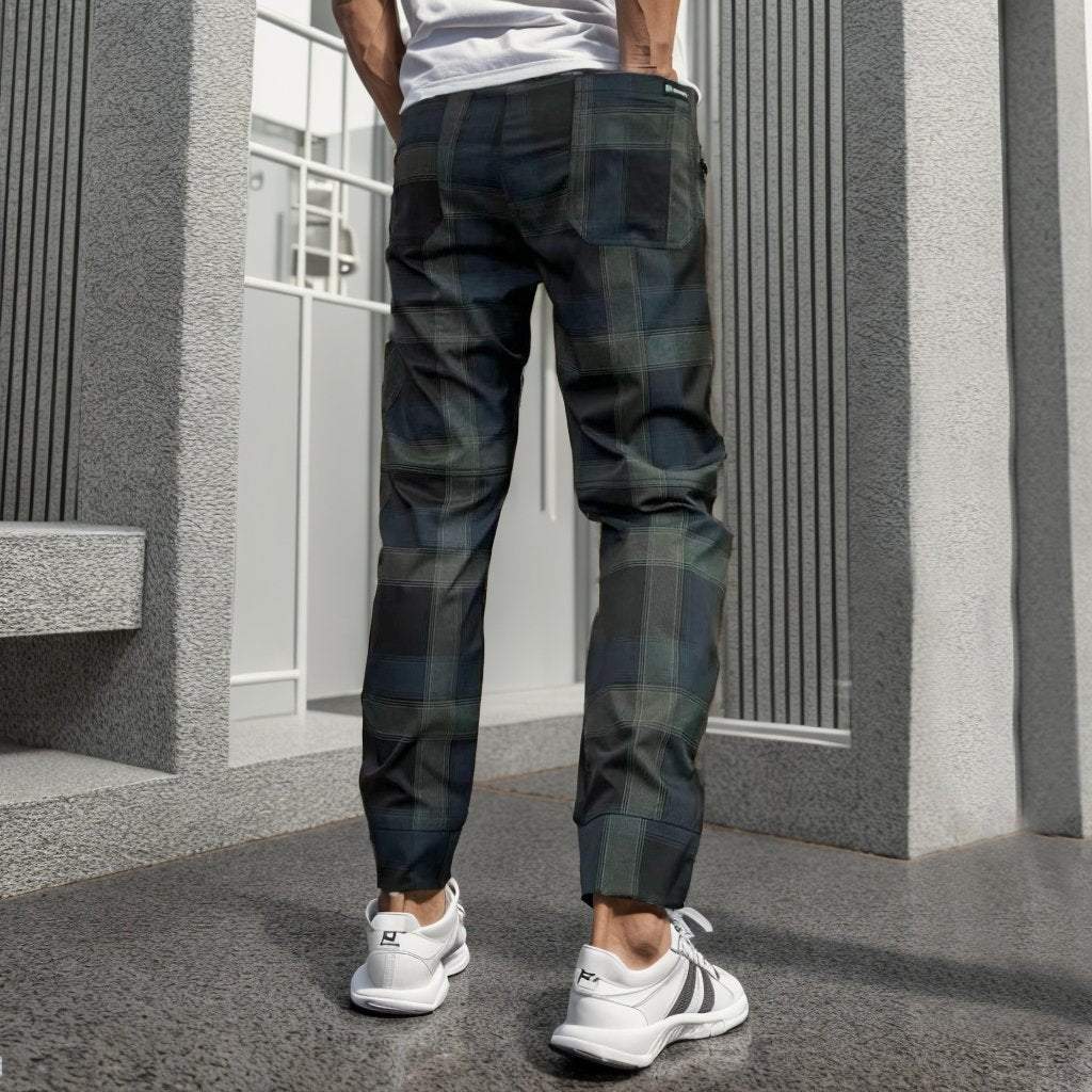 Multicolor Plaid Men's Casual Pants