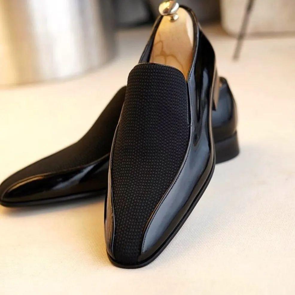 Men's Black Italian Style Natural Leather Shoes