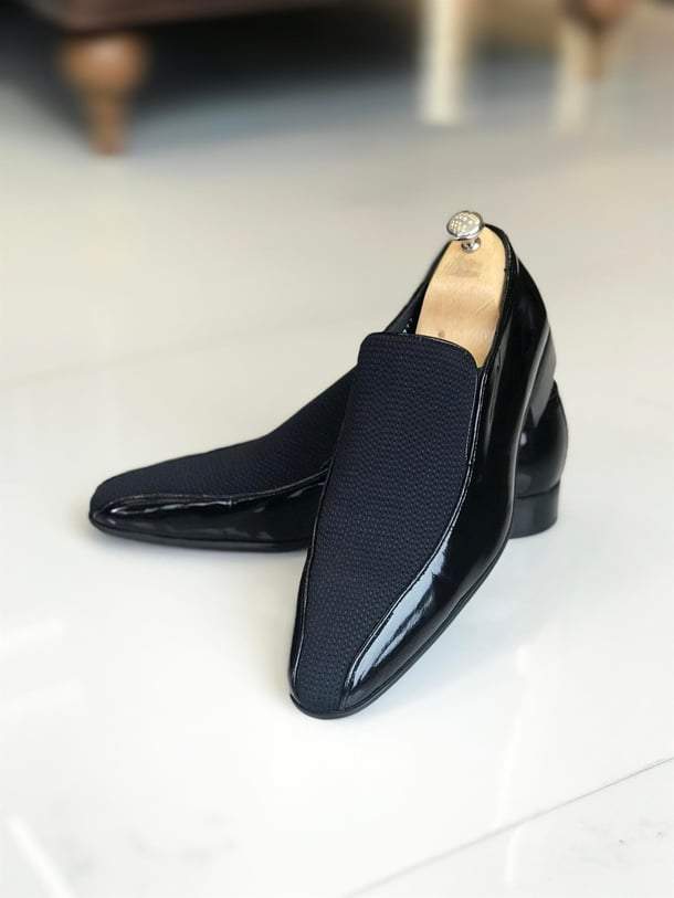 Men's Black Italian Style Natural Leather Shoes