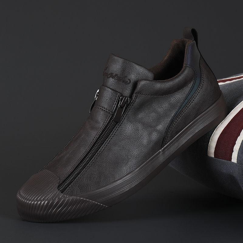 2024 Men's Zipper Leather Flats