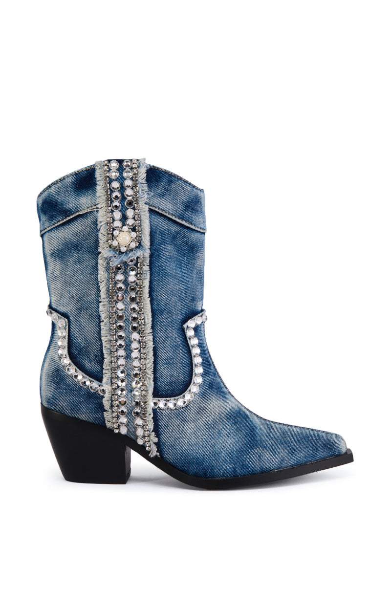Women's Diamond Denim Cowboy Boots