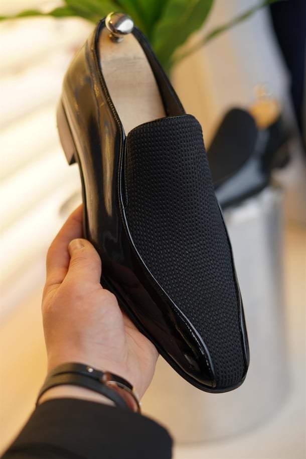 Men's Black Italian Style Natural Leather Shoes