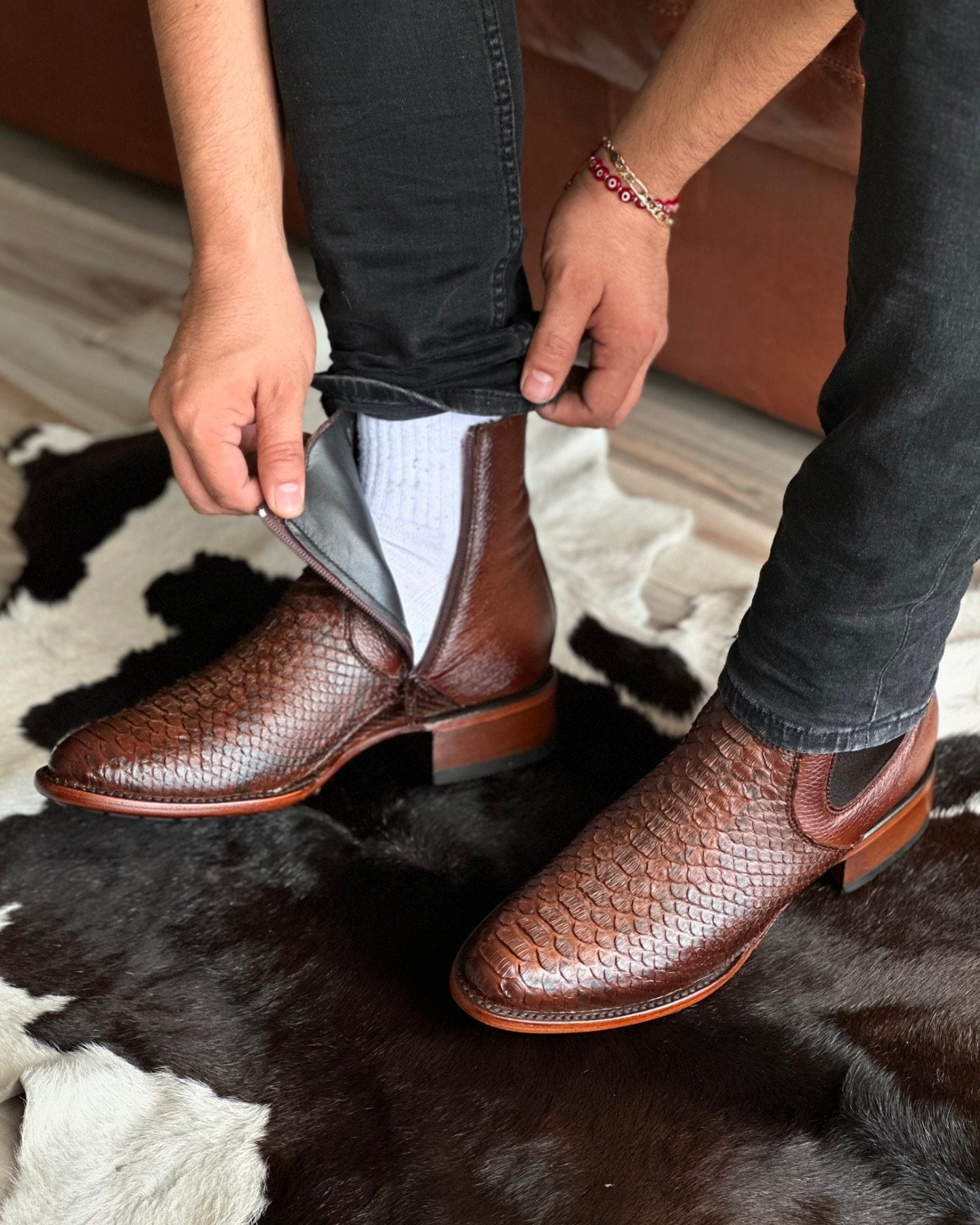 Crocodile Print Chelsea Boots