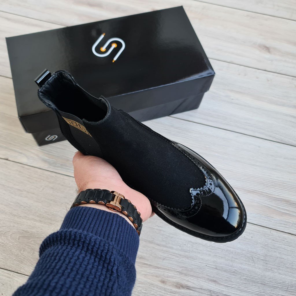 Men's Genuine Black Chelsea Leather Boots