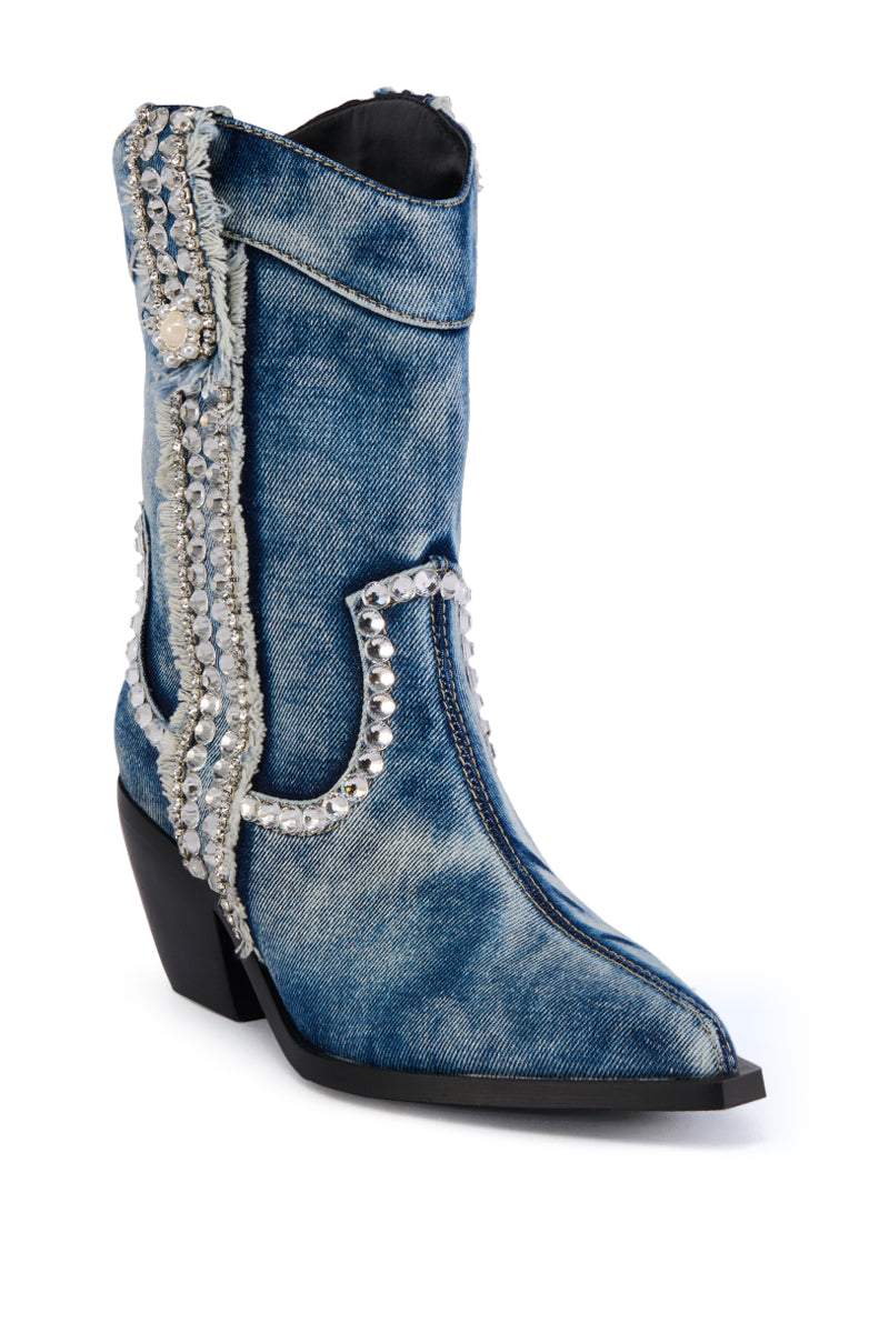 Women's Diamond Denim Cowboy Boots