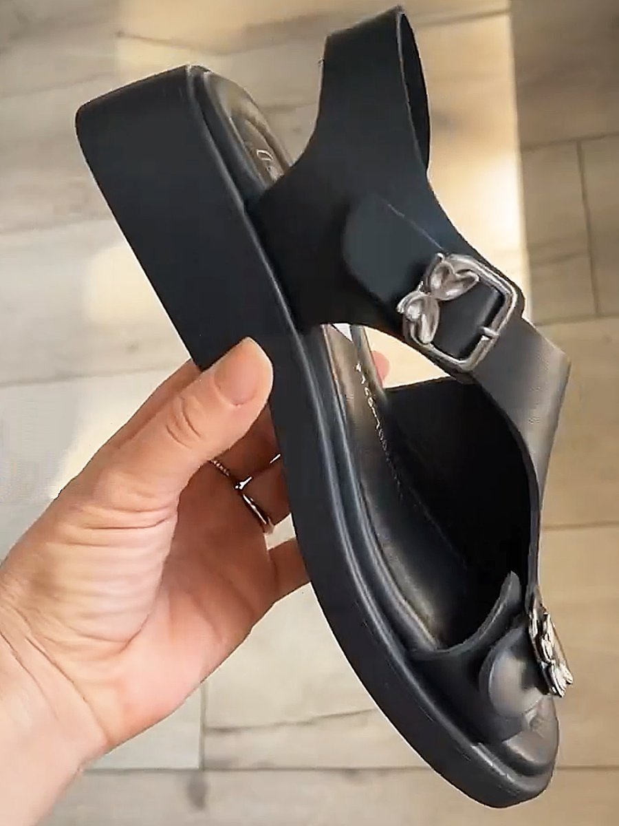 Women's Butterfly Buckle Leather Sandals